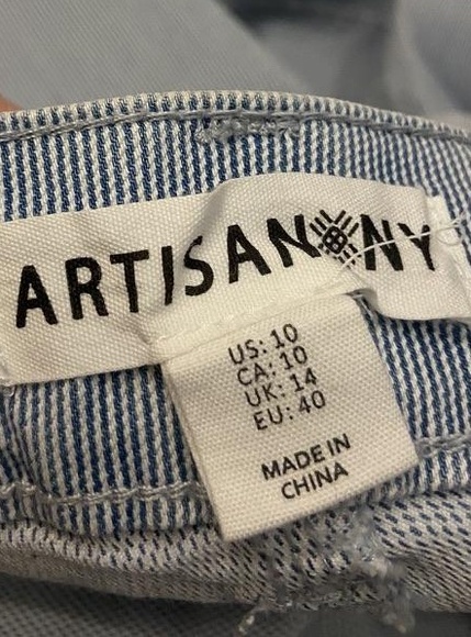Artisan NY Blue Cropped Pants Five Pocket Belt Loops Pinstripe Womens Size 10 - Picture 2 of 8